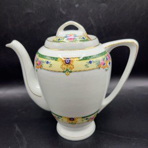 Vintage Coffee Pot Victoria China Czechoslovakia Floral Pattern